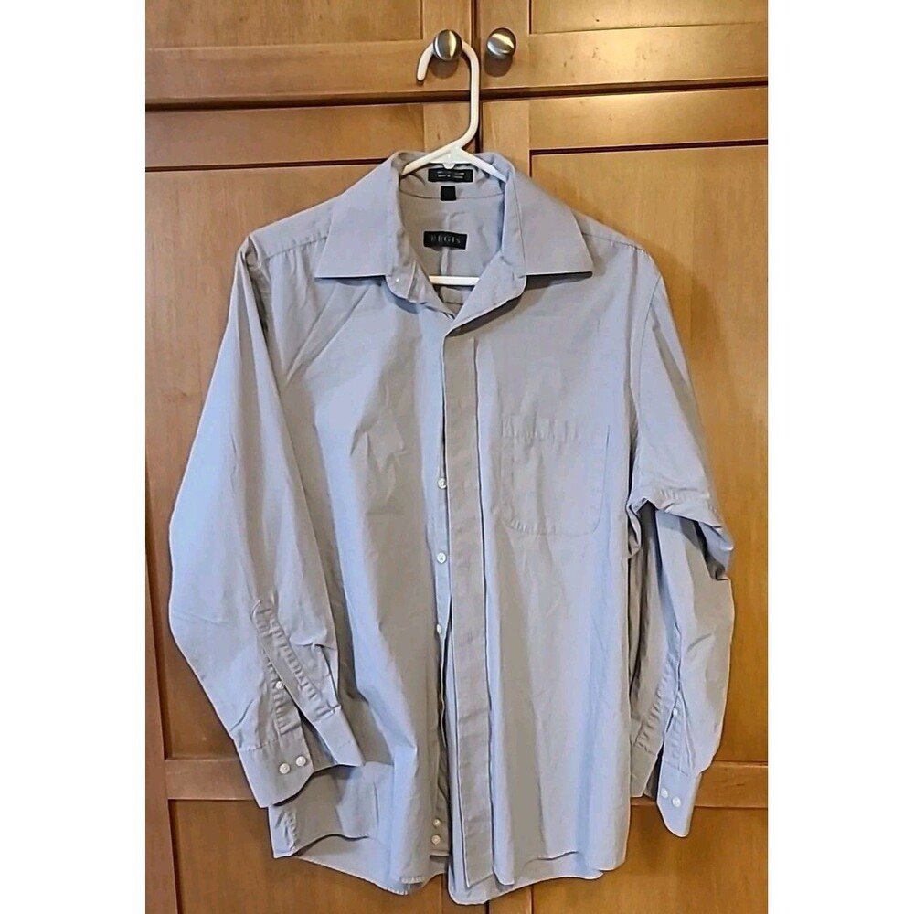 Regis*Men's Gray Button Down Long Sleeve Shirt Fine Cotton Size 15 1/2 32/33